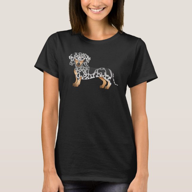 T-shirt Noir Et Tan Dapper Cheveux Courte Dachshund Mignon (Devant)