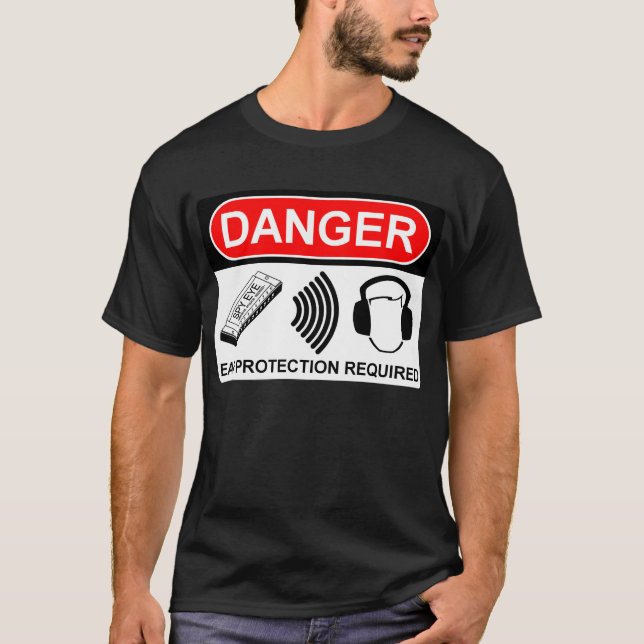 T-shirt Noir Exigé de protection auditive (Devant)
