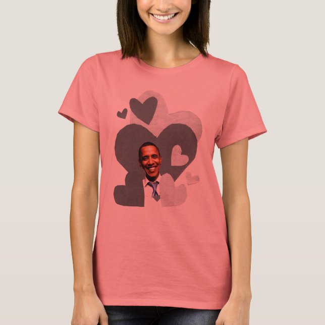 T-shirt noir féminin en collage Barack (Devant)