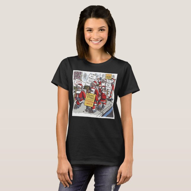 T-shirt noir femme Santa Strike (Devant entier)