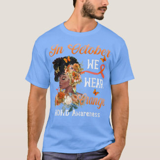 T-shirt Noir Femmes Fleur Papillon TDAH Sensibilisation