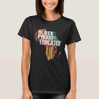T-shirt Noir Fier & Éduqué Mois de l'histoire des Noirs Mé