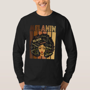 T-shirt Noir fort Afro Love Melanin Afro-Américain Wo