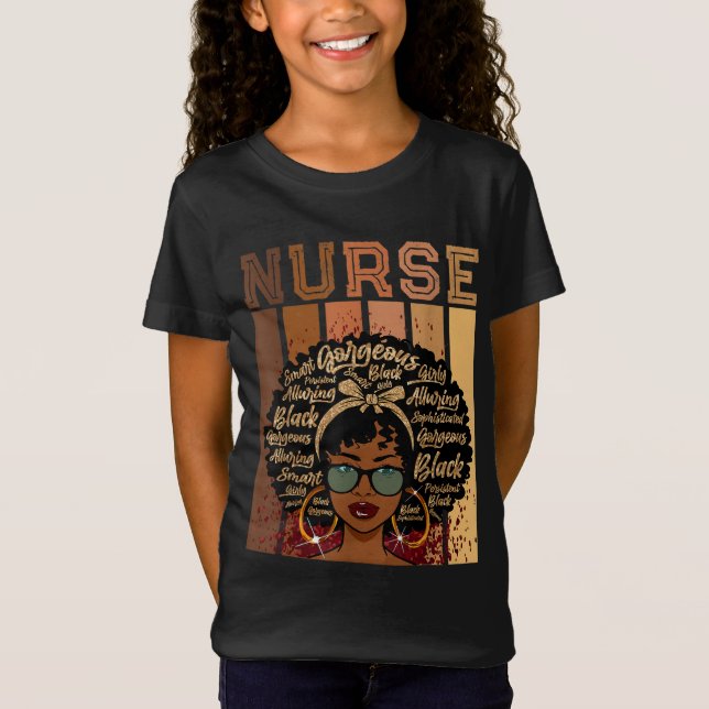 T-Shirt Noir forte infirmière Afro Love Melanin Afro Ameri (Devant)
