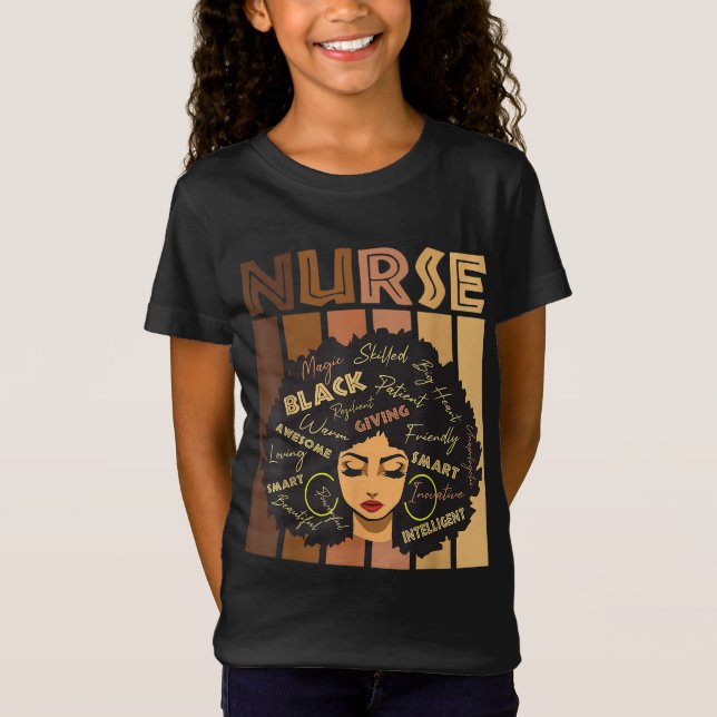 T-Shirt Noir forte infirmière Afro Love Melanin Afro Ameri (Devant)