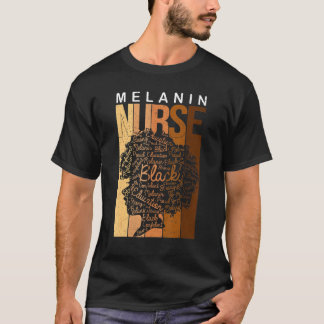 T-shirt Noir forte infirmière Afro Love Melanin Afro Ameri