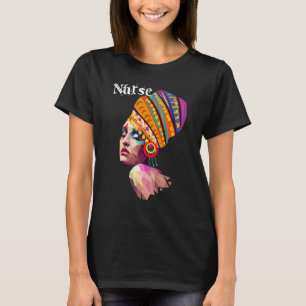 T-shirt Noir forte infirmière Afro Love Melanin Afro Ameri