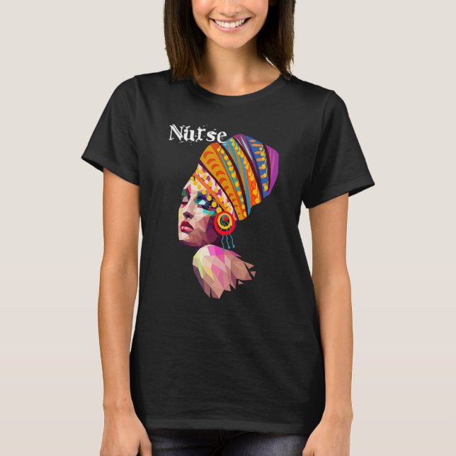T-shirt Noir forte infirmière Afro Love Melanin Afro Ameri (Devant)