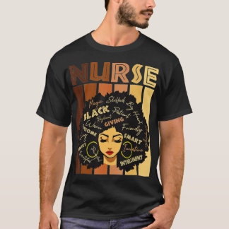 T-shirt Noir forte infirmière Afro Love Melanin Afro Ameri