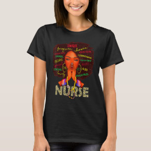 T-shirt Noir forte infirmière Afro Love Melanin Afro Ameri