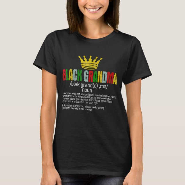 T-shirt Noir Grandma Définition Noir Histoire Mois Graphiq (Devant)
