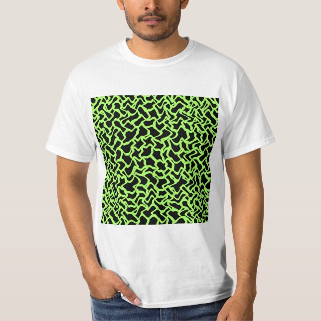 T-shirt Noir graphique abstrait de motif et vert de chaux (Devant)