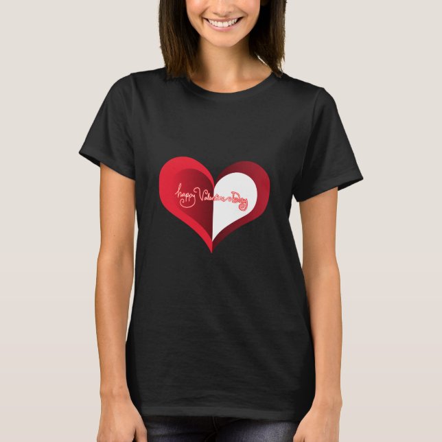 T-shirt noir Heureuse Sainte-Valentin (Devant)