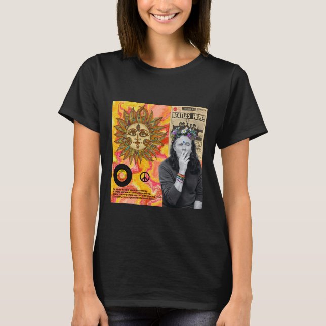 T-shirt noir hippie - Tee boho pour femmes (Devant)
