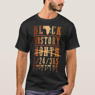 T-shirt Noir Histoire Mois 24 7 African Pride Hommes Femme