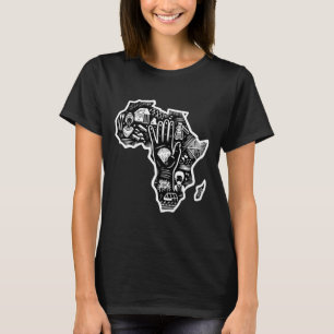 T-shirt Noir Histoire Mois Afrique Carte Design Unité Art