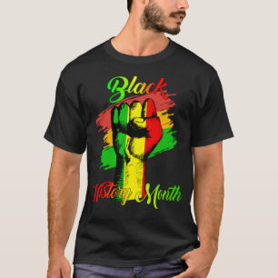 T-shirt Noir Histoire Mois Poing Cadeau Femmes Hommes Enfa