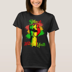 T-shirt Noir Histoire Mois Poing Cadeau Femmes Hommes Enfa