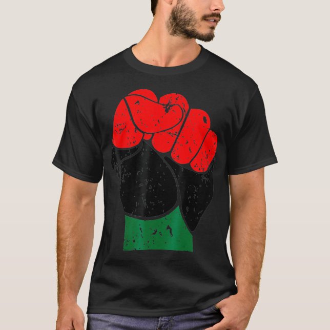 T-shirt Noir Histoire Rouge Noir et vert Pride Poing  (Devant)