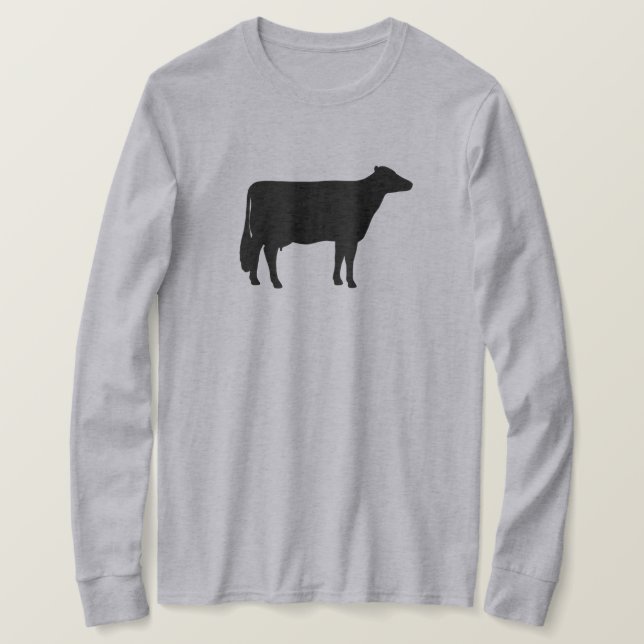 T-shirt Noir Holstein Vache Silhouette (Design devant)