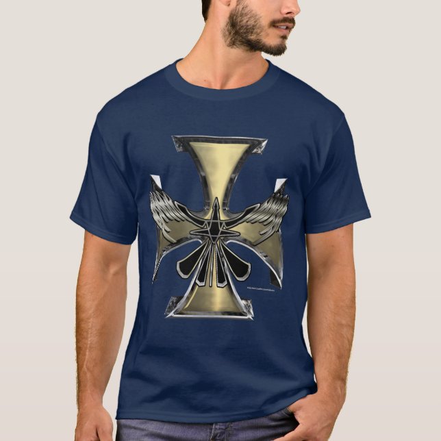T-shirt noir homme Croix de fer du Corbeau (Devant)