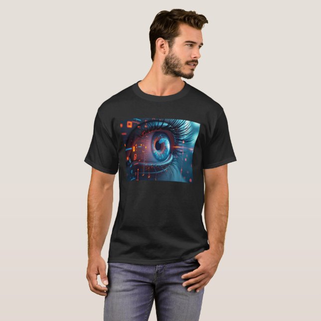 T-shirt noir homme Quantum Eye (Devant entier)