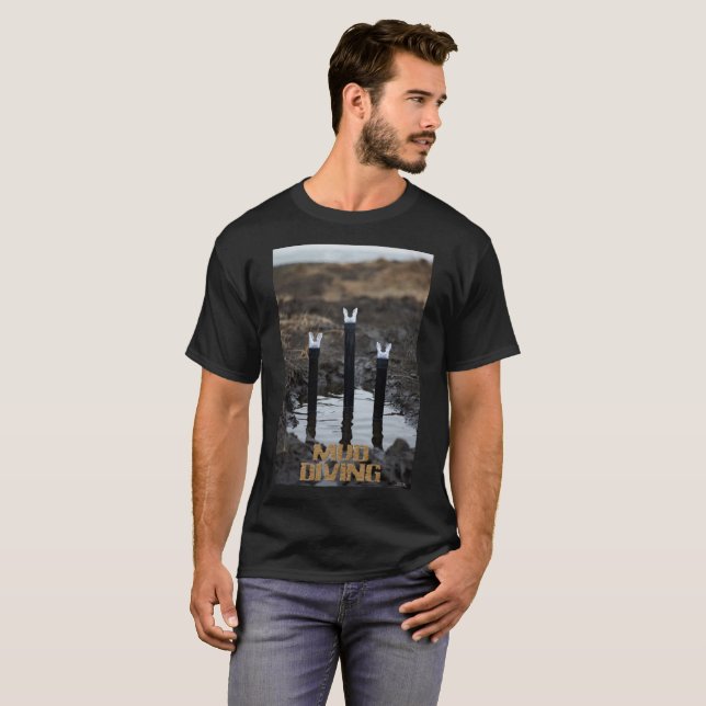 T-shirt noir hommes plongée dans la boue (Devant entier)