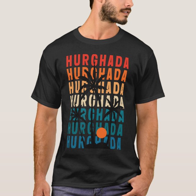 T-shirt noir Hurghada pour hommes (Devant)