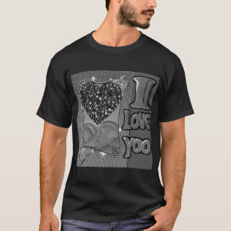 T-shirt noir « I Love Yourself » à cœur noir | Amo