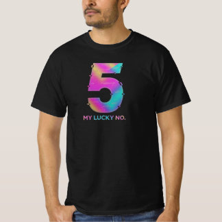 T-shirt noir imprimé logo numéro chanceux