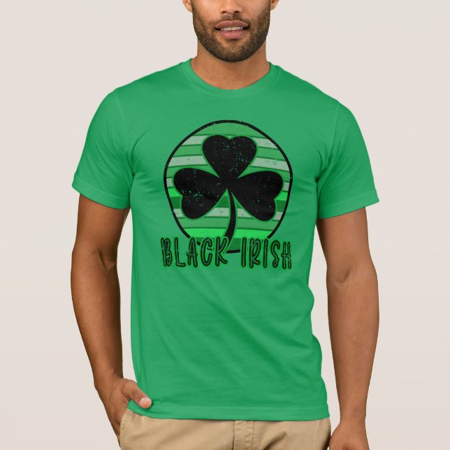 T-shirt NOIR IRLANDAIS Shamrock noir St patrick déçu (Devant)