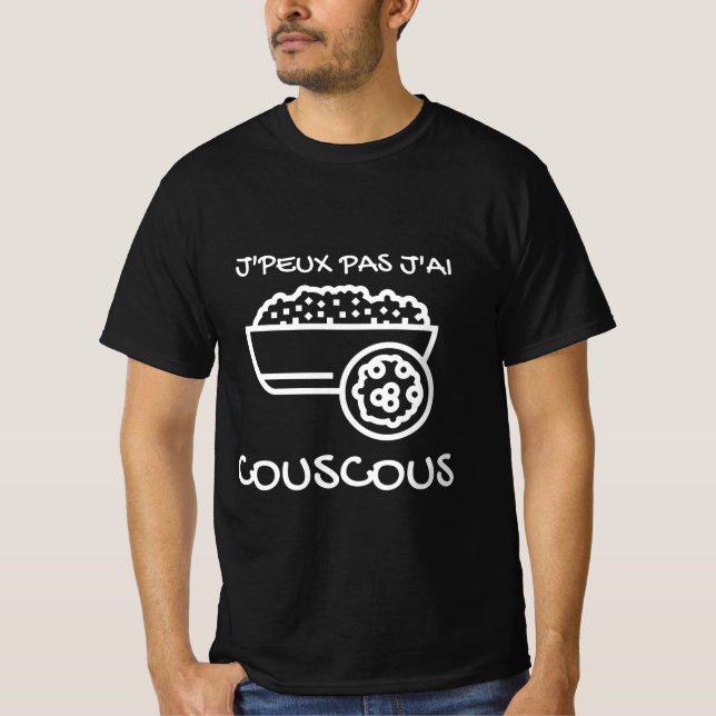 T-shirt noir "J'peux pas j'ai Couscous" (Devant)