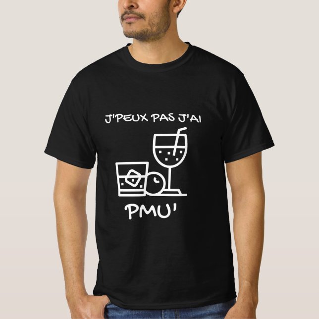 T-shirt noir "J'peux pas j'ai PMU"  (Devant)