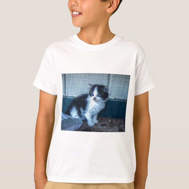 T-shirt Noir + Kitten blanc (Devant)