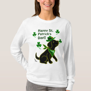T-shirt Noir Labrador de jour de St Patrick