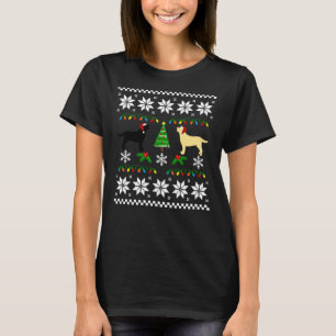 T-shirt Noir Labrador Et Jaune Labrador Joyeux Noël