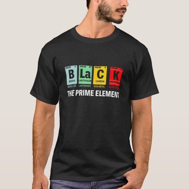 T-shirt Noir Le Premier Élément Noir Histoire Mois Période (Devant)