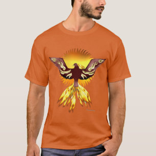 T-shirt noir masculin Phoenix rouge et or