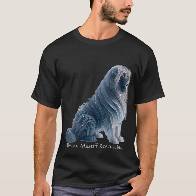 T-shirt noir Mastiff Tibétain assis sur la glace (Devant)