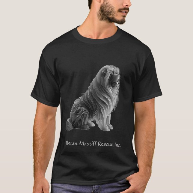 T-shirt noir Mastiff Tibétain assis sur la glace (Devant)