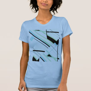 T-shirt Noir Mint Aqua Diagonal Lines Design abstrait
