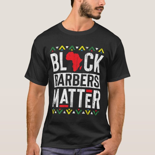 T-shirt Noir Mois Barbers Problème Histoire Femmes africai (Devant)