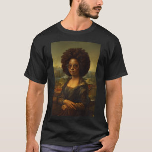 T-shirt Noir Mona Lisa Afro Africain-Américain Noir Histor