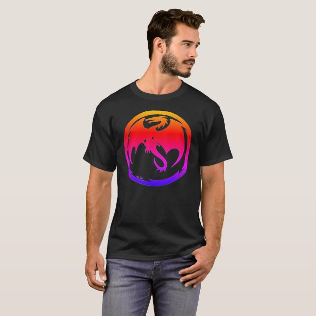 T-shirt noir Neon Dragon (Devant entier)
