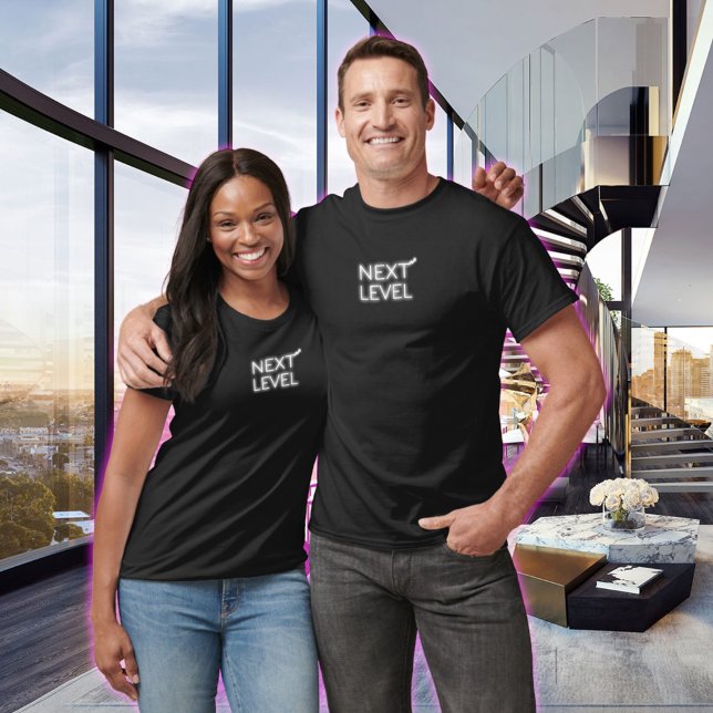 T-shirt Noir noir noir blanc centré sur le niveau suivant (Créateur téléchargé)