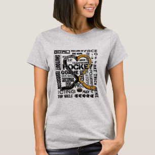 T-shirt Noir & Or Mots de Hockey Coeur Logo noir