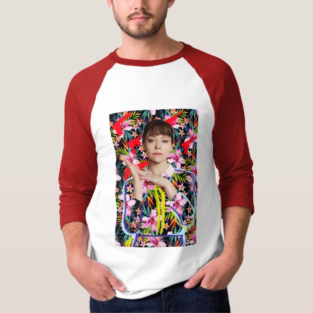 T-shirt Noir orphelin | Alison - motif floral (Devant)