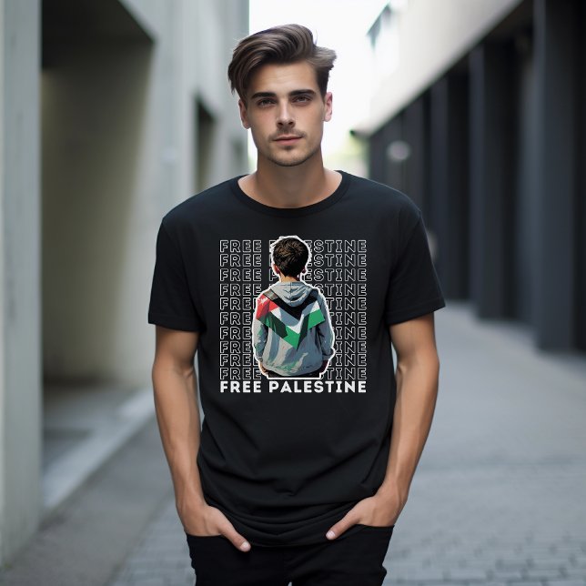 T-shirt noir PALESTINE GRATUIT pour homme (FREE PALESTINE black t-shirt for man)