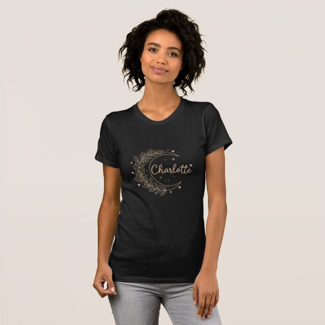 T-shirt Noir Personnalisé Charlotte (Devant entier)