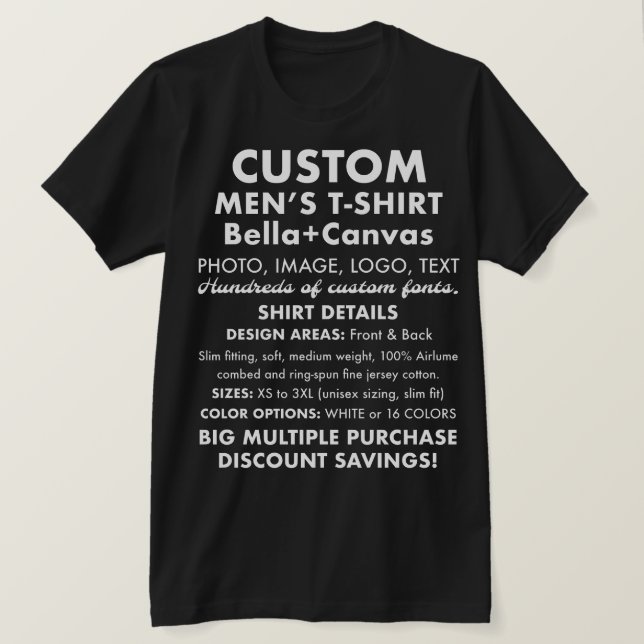 T-shirt noir personnalisé pour hommes (Design devant)